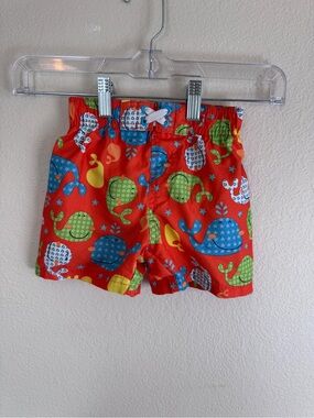 Swiggles 24M Baby Whale Print Swim Trunks Lined Drawstring